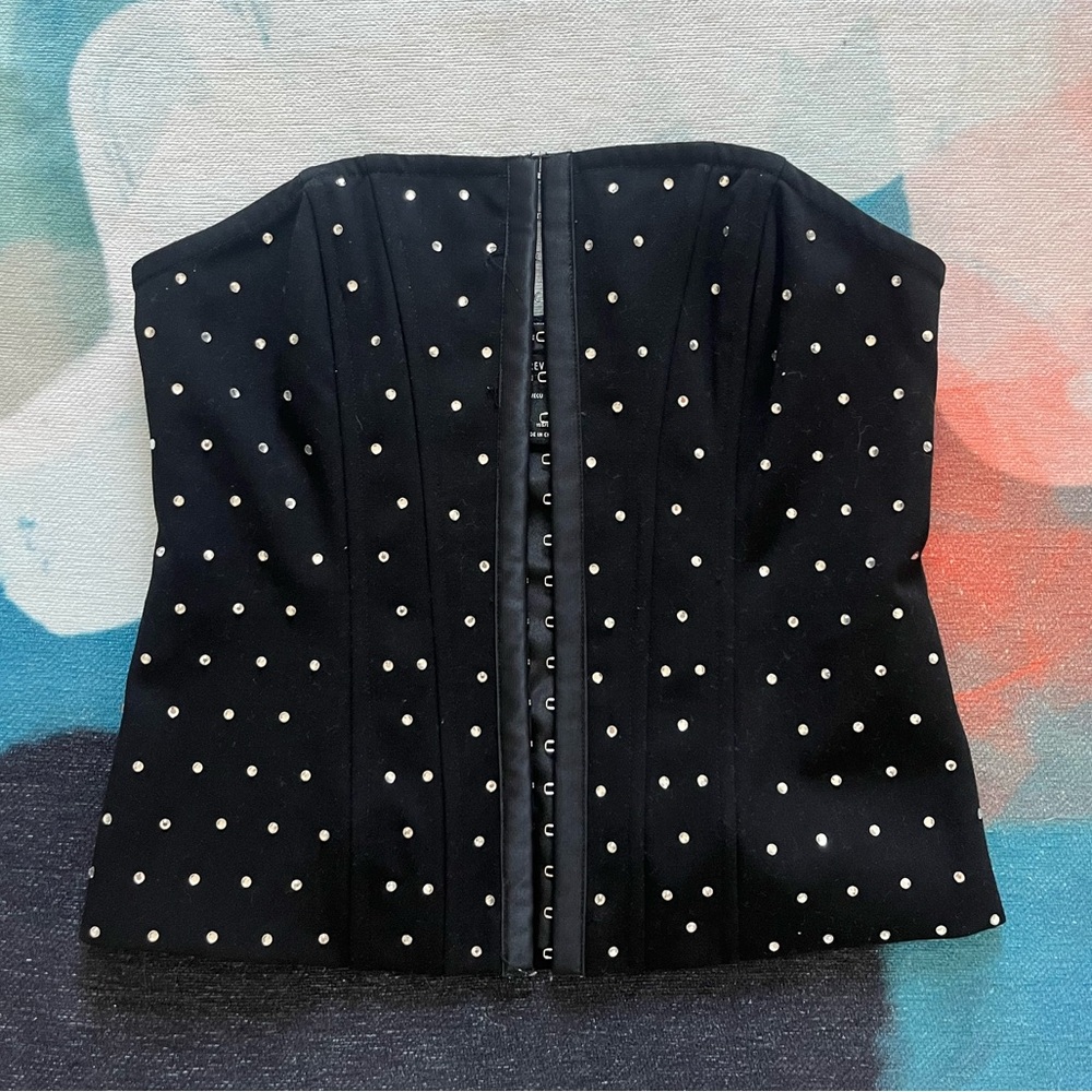 Forever 21 Black Corset Top with Rhinestones